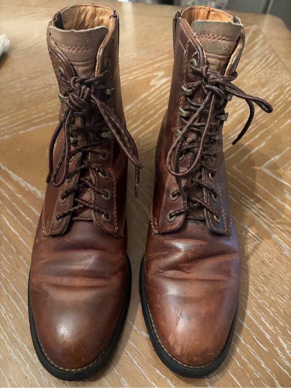 Ariat brown leather lace up women’s riding boots, ATS equestrian paddock size 8